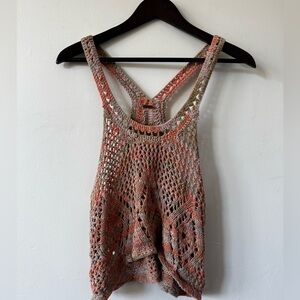 Free People Crochet Knit Tank Top Boho Festival Racerback Multicolor S